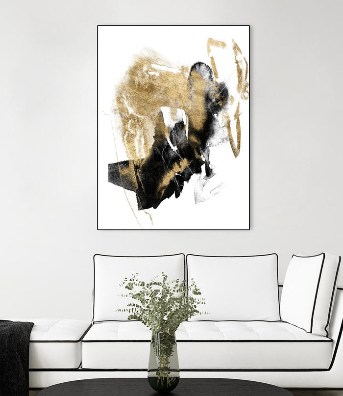 Black & Gold Splash I by Jennifer Goldberger on GIANT ART - metallics abstract