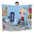 Boys Love Paris Wheelchair Fleece Blanket - Image 1