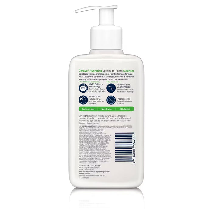 CeraVe Hydrating Cream-to-Foam Cleanser - 8 oz - 12 Pack