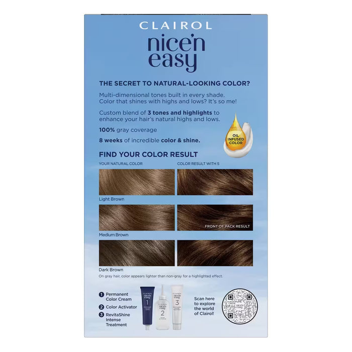 Clairol Nice’n Easy Permanent Hair Color #5 Medium Brown - 12 Pack