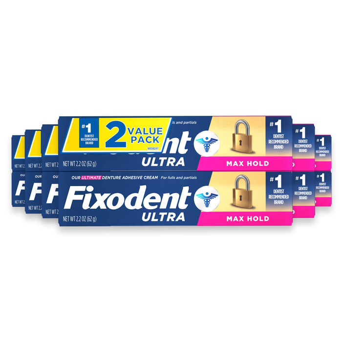 Fixodent Ultra Max Hold Denture Adhesive 4.4 oz - 2 Ct - 6 Pack