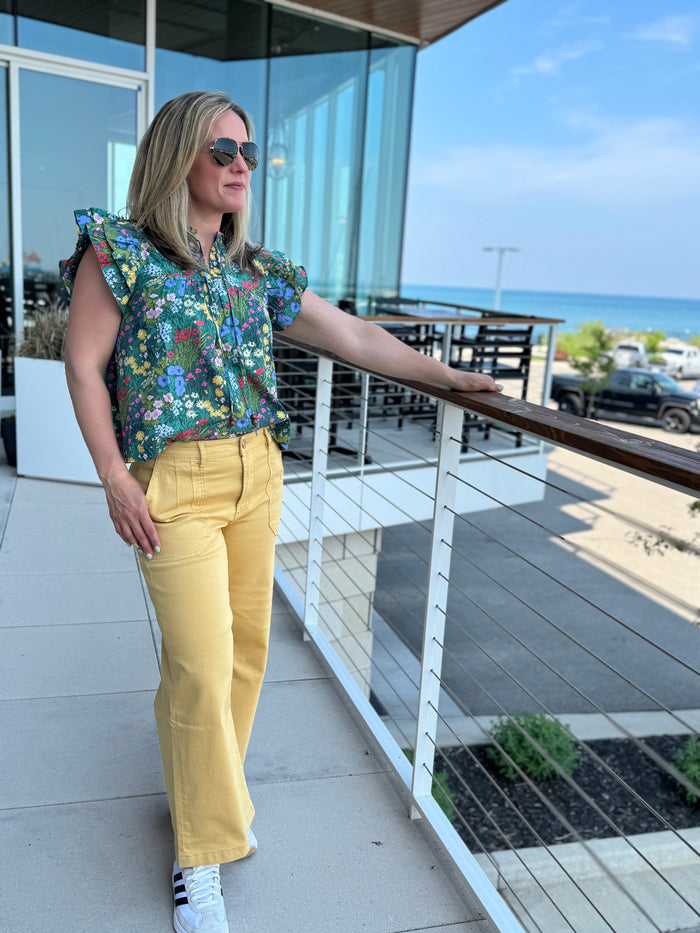 Floral Green Multi Top