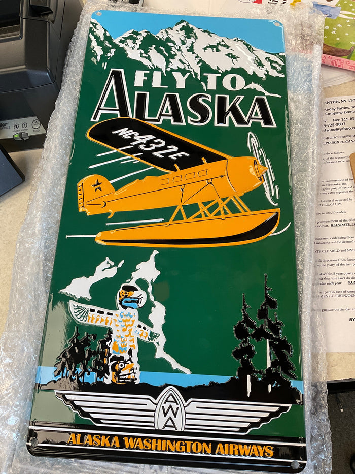 FLY ALASKA Metal Sign