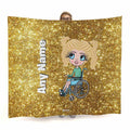 Girls Gold Glitter Effect Wheelchair Fleece Blanket - Image 1