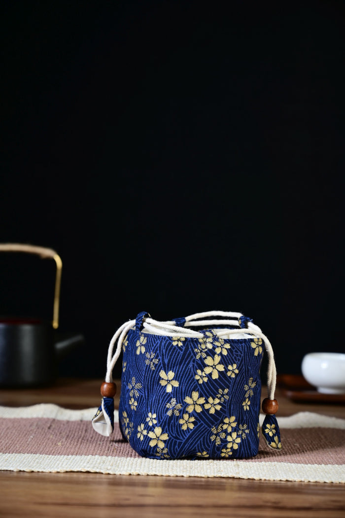 Gold Blossoms on Blue Fabric Teapot Cozy | Yunnan Sourcing Tea Shop