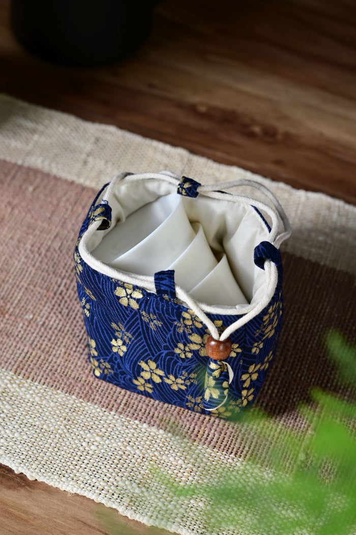 Gold Blossoms on Blue Fabric Teapot Cozy | Yunnan Sourcing Tea Shop