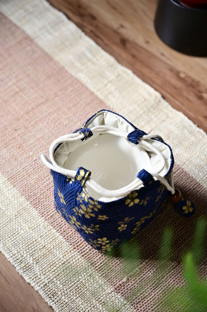 Gold Blossoms on Blue Fabric Teapot Cozy | Yunnan Sourcing Tea Shop