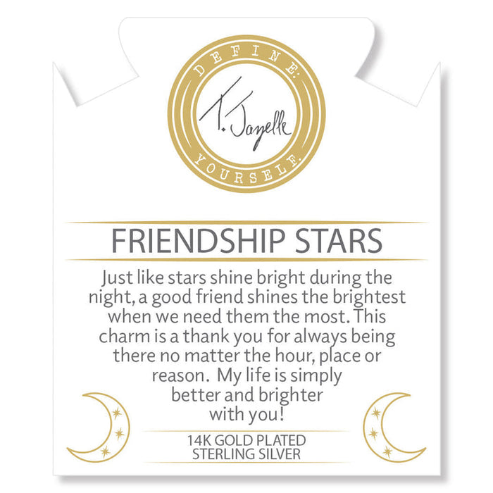 Gold Collection - Champagne Agate Gemstone Bracelet with Friendship Stars Gold Charm