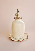 Earth and Element Handmade Ceramic Olive Oil Cruet with Gravity Pourer & Ruffle Tray