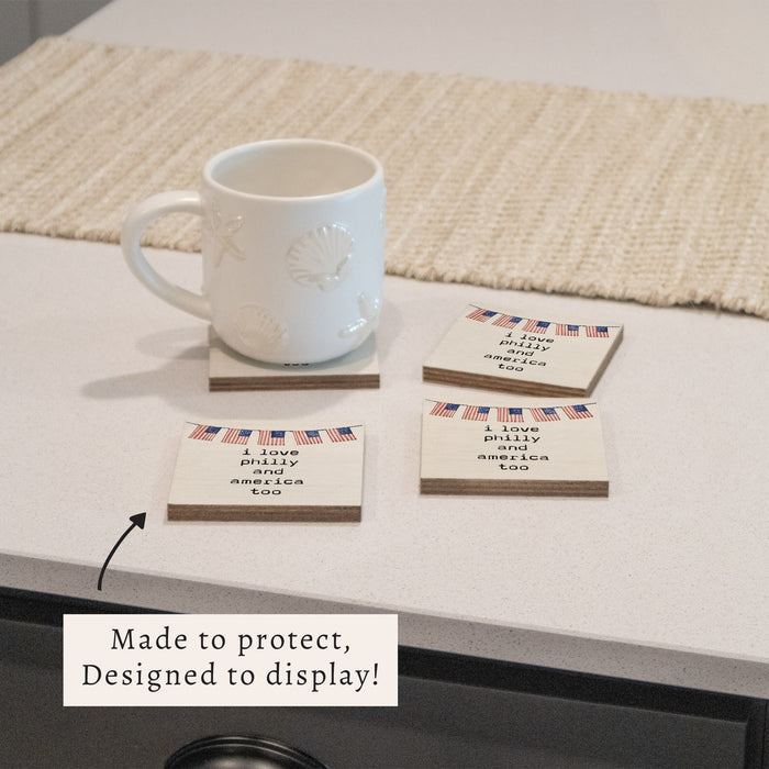 I Love America Too Personalized Coaster Set