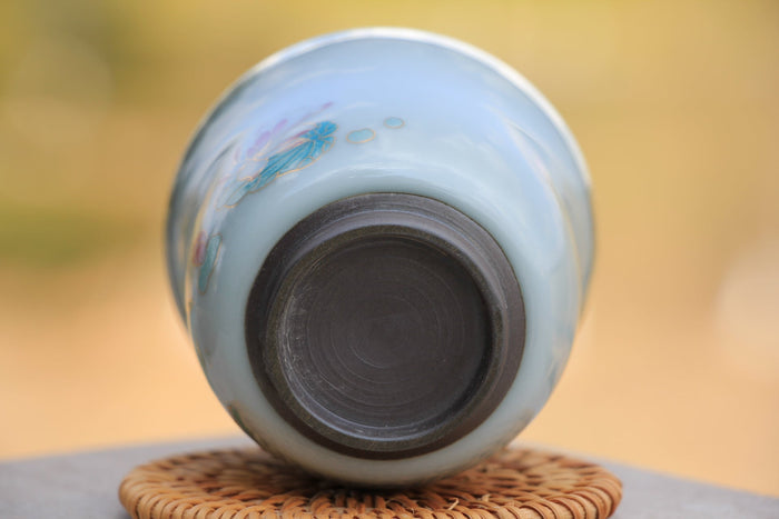 "Lotus Pond Scene" Pure 999 Silver and Porcelain Cup | Yunnan Sourcing Tea Shop