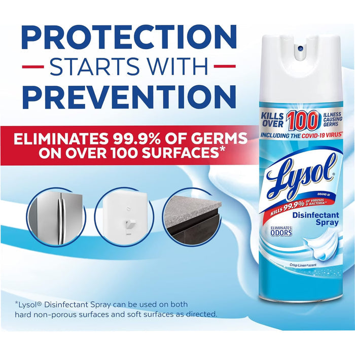 Lysol Crisp Linen Disinfectant Spray, 12.5 oz - 12 Pack