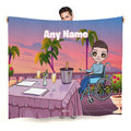 Mens Sunset Meal Wheelchair Fleece Blanket - Image 1