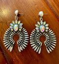 Navajo Silver Look Squash Earrings/Crystal