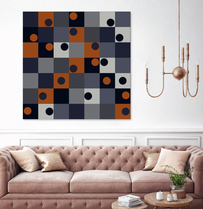 Navy & Rust Squares and Circles by Blerta Karahoda on GIANT ART - blue digital drawing