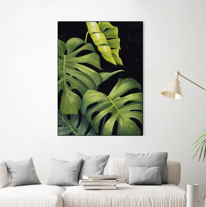 Night Monsteras II by Grace Popp on GIANT ART - green coastal & tropical abstract