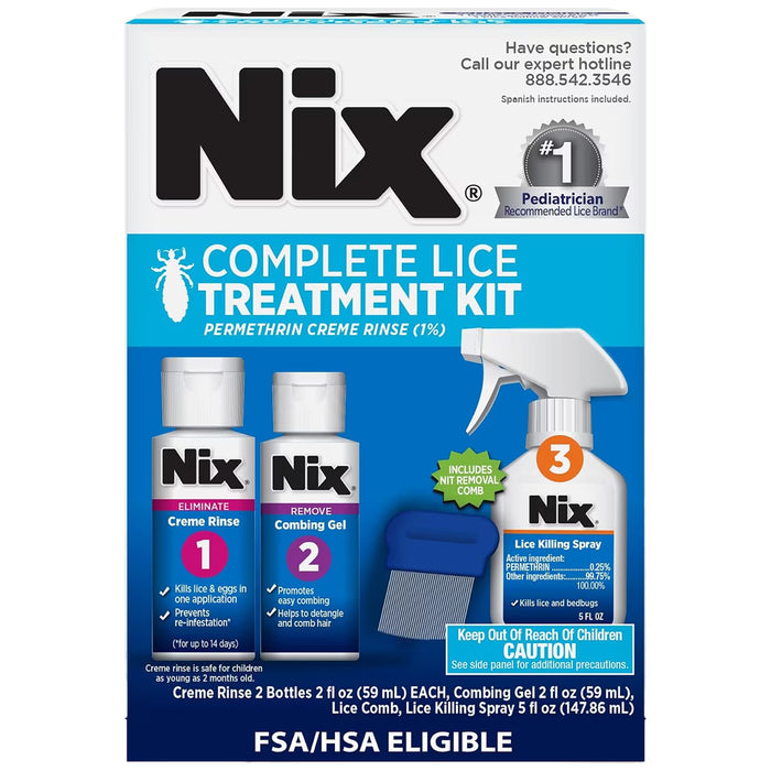 Nix Complete Lice Treatment Kit with 2 oz Creme Rinse - 12 Pack