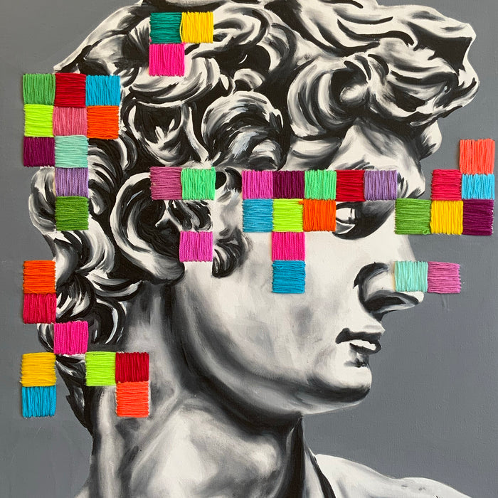 Pixel david by eugenia retana on GIANT ART - gray mixed media