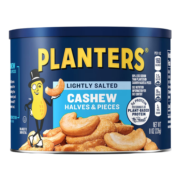 PLANTERS Lightly Salted Halves & Pieces Cashews - 8 oz - 12 Pack