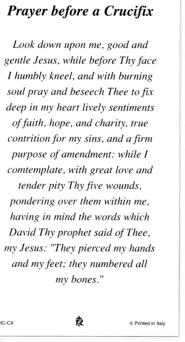 PRAYER BEFORE A CRUCIFIX - LAMINATED HOLY CARDS- QUANTITY 25 PRAYER CARDS