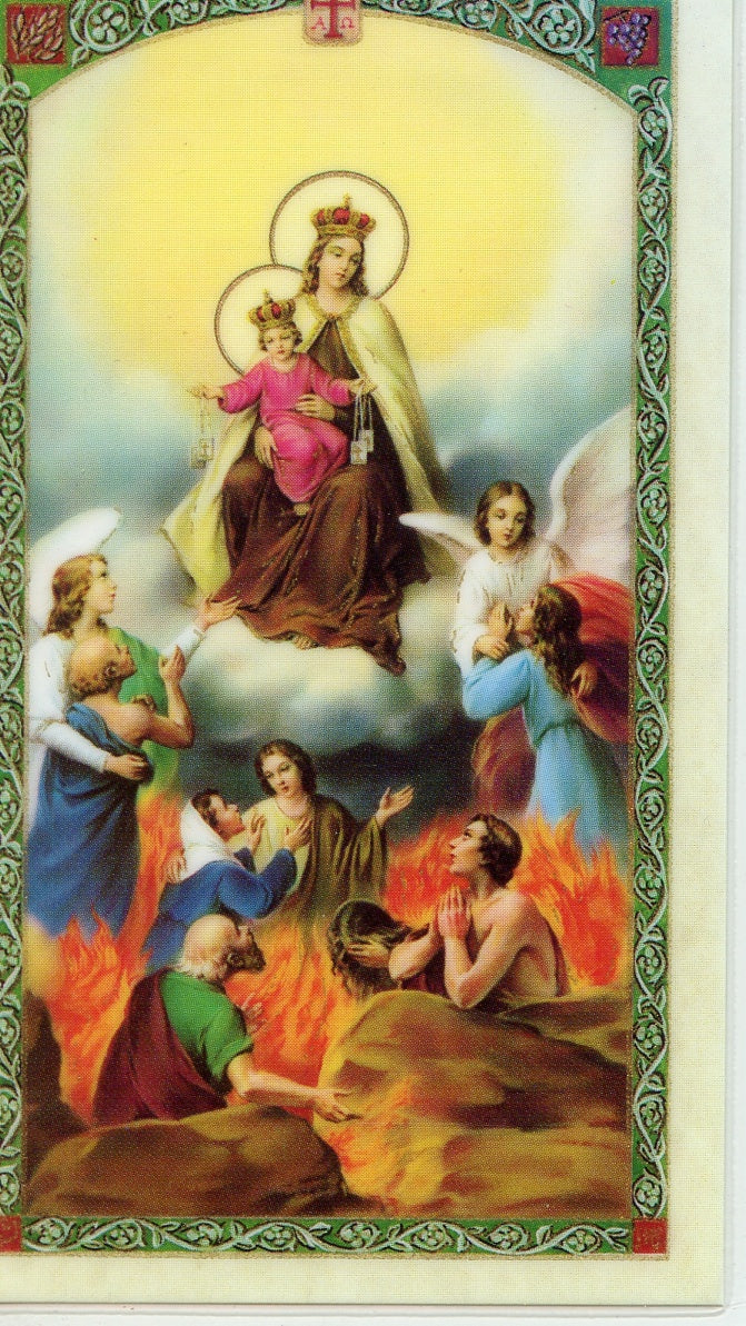 PRAYER FOR THE POOR SOULS- LAMINATED HOLY CARDS- QUANTITY 25 PRAYER CARDS
