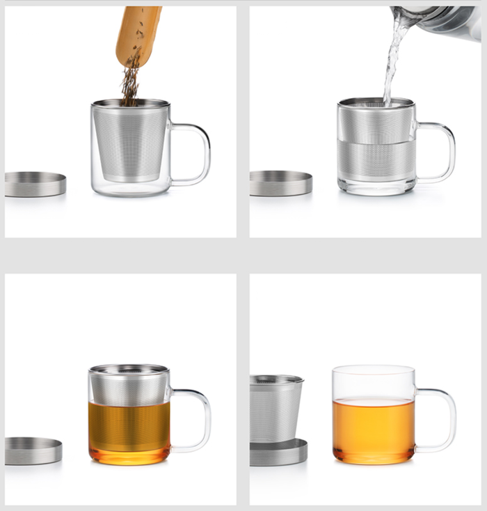 SAMA "Short Stuff" Glass and Stainless Steel Infuser Cup - S049 | Yunnan Sourcing Tea Shop