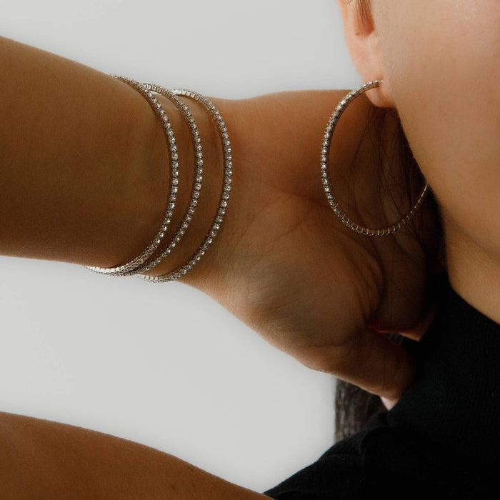 Silver Crystal Bangle