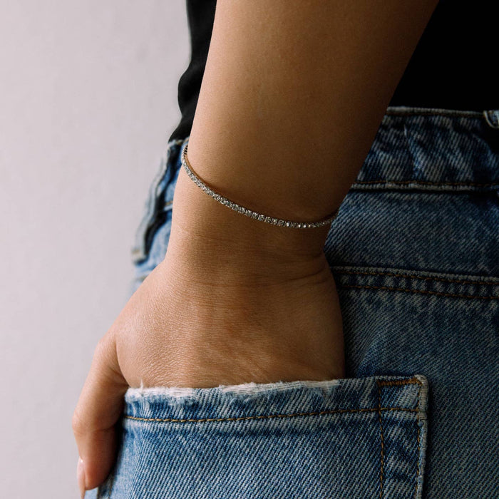 Silver Crystal Bangle
