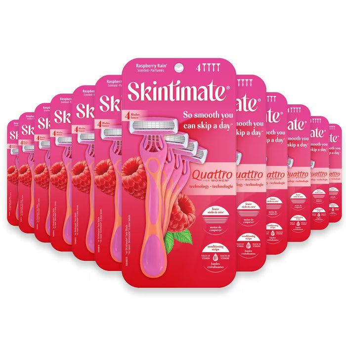 Skintimate Raspberry Rain Quattro Disposable Razors - 4 Ct - 12 Pack