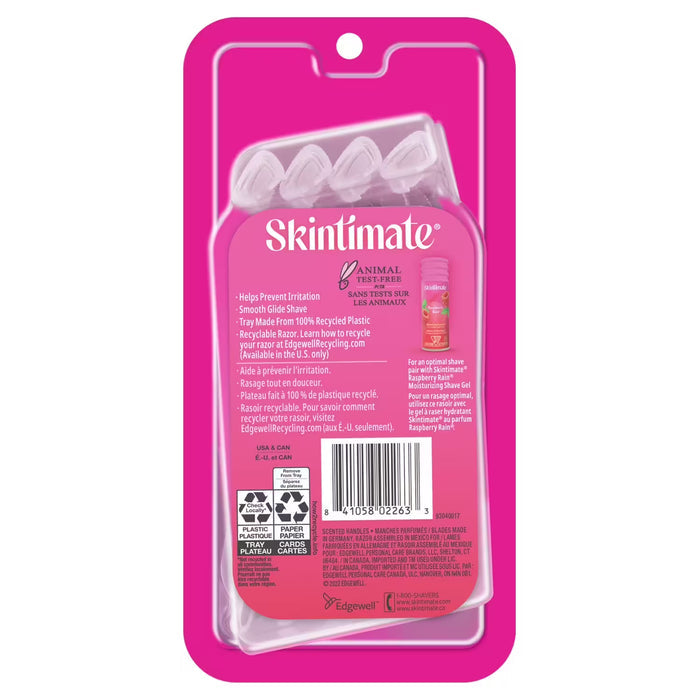 Skintimate Raspberry Rain Quattro Disposable Razors - 4 Ct - 12 Pack