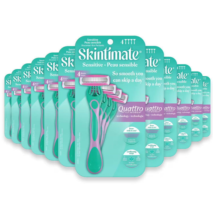 Skintimate Sensitive Skin Quattro Disposable Razors - 4 Ct - 12 Pack