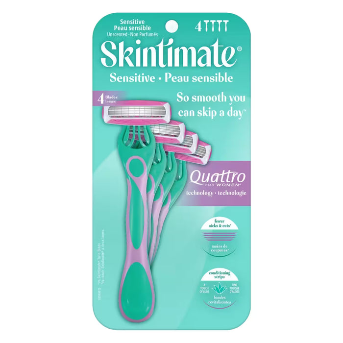 Skintimate Sensitive Skin Quattro Disposable Razors - 4 Ct - 12 Pack