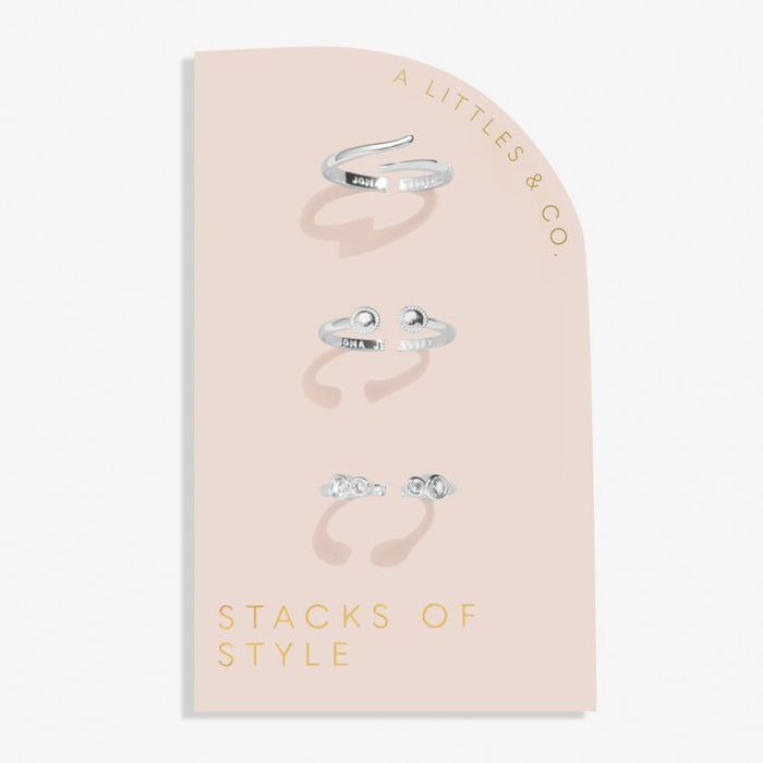 Stacks Of Style Set Of 3 Rings In Cubic Zirconia And Silver Plating