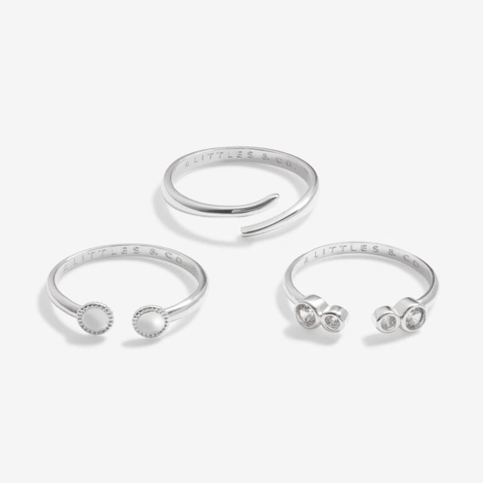 Stacks Of Style Set Of 3 Rings In Cubic Zirconia And Silver Plating