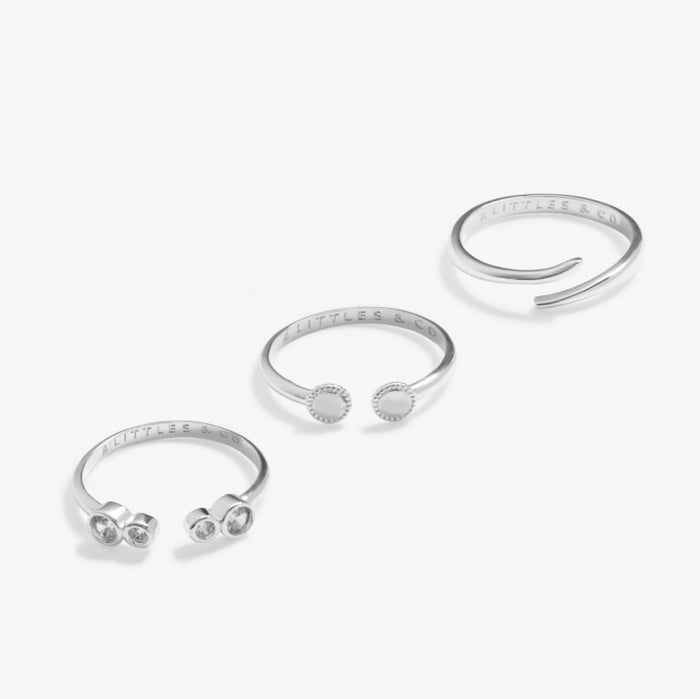 Stacks Of Style Set Of 3 Rings In Cubic Zirconia And Silver Plating