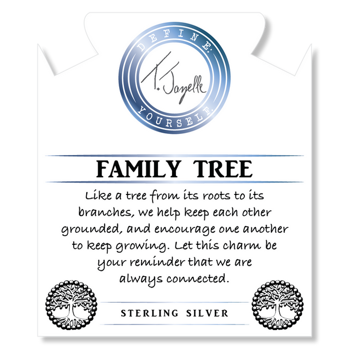 Purple Blue Jasper Gemstone Bracelet with Family Tree Sterling Silver Charm