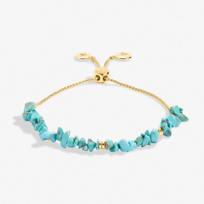 Turquoise Manifestones Adjustable Bracelet In Gold-Tone Plating