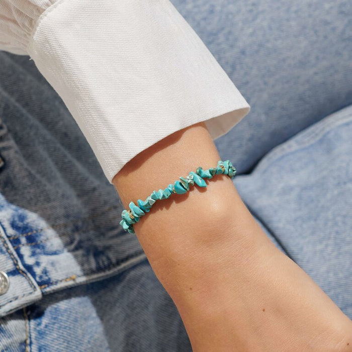 Turquoise Manifestones Adjustable Bracelet In Gold-Tone Plating