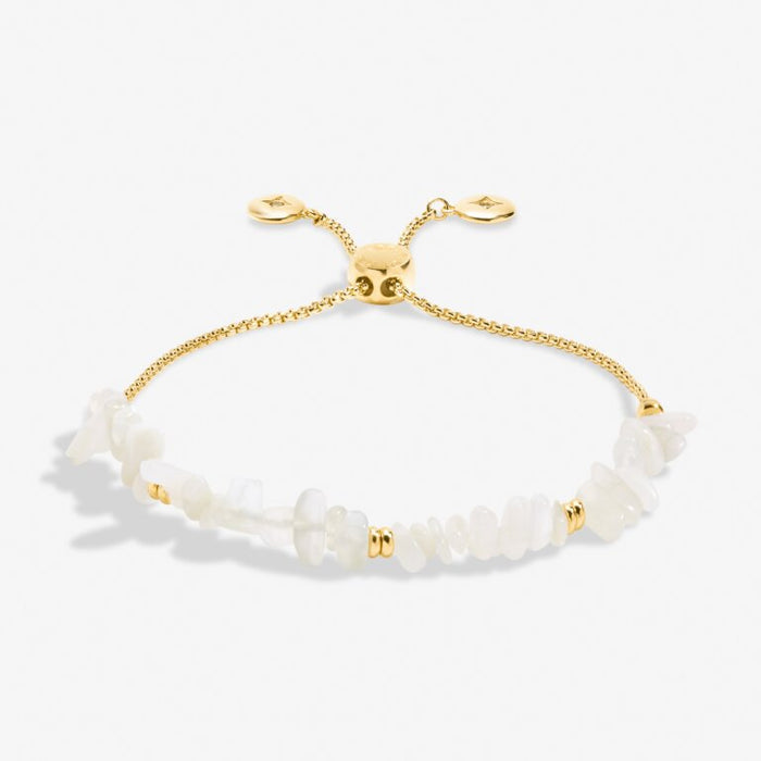 White Jade Manifestones Adjustable Bracelet In Gold-Tone Plating