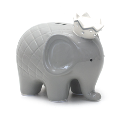 WHITE WITH GRAY COCO ELEPHANT BANK