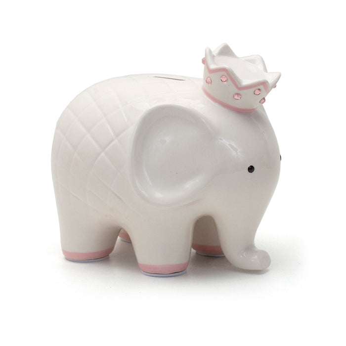 WHITE WITH PINK COCO ELEPHANT BANK